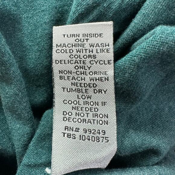 Catherines Size 5X V Neck Top 34/36W Green Embroidered Long Sleeve Boho Cotton - Picture 7 of 7